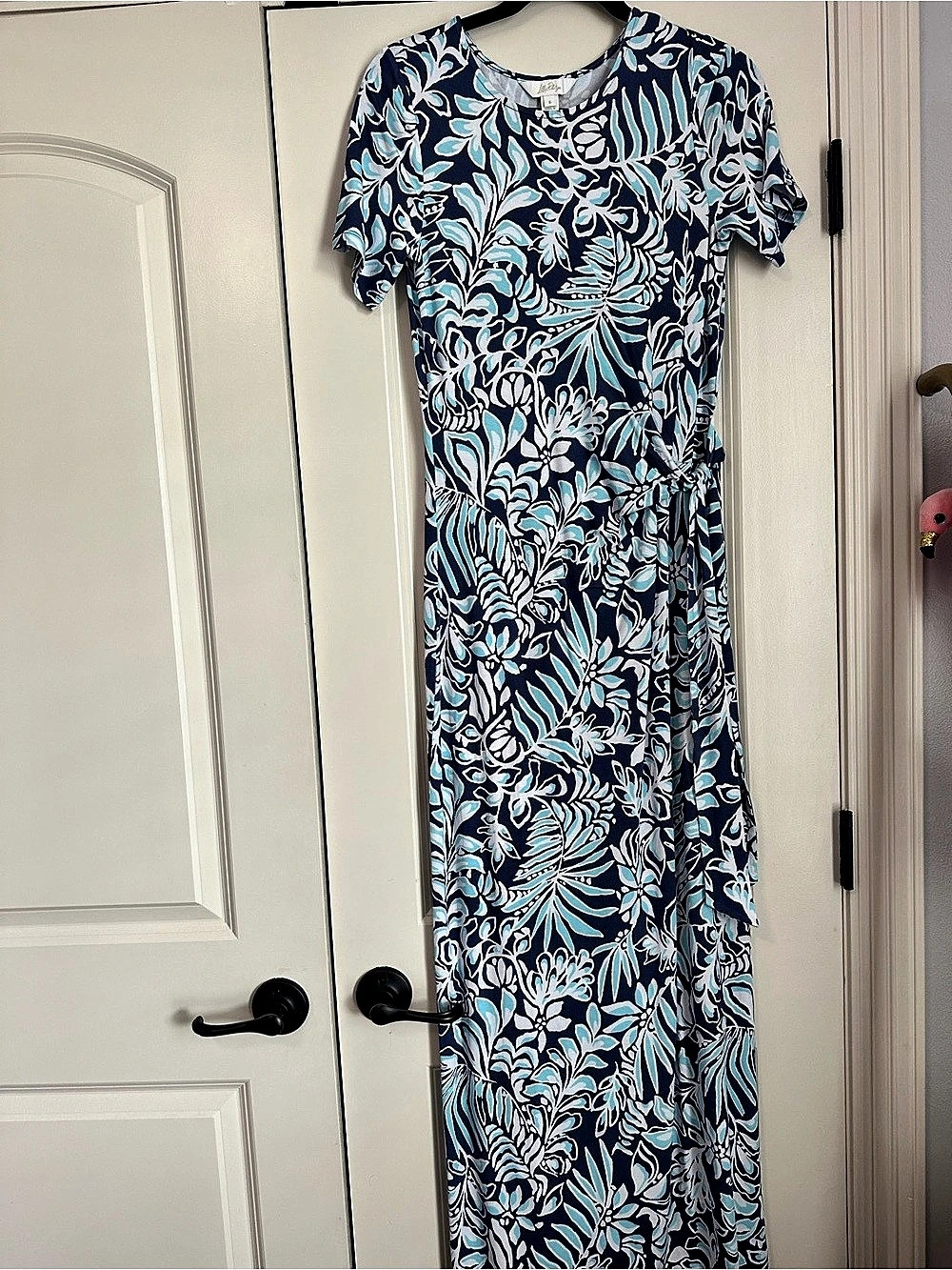 Lilly Pulitzer Floral Maxi Dress in Blue & White Size Small